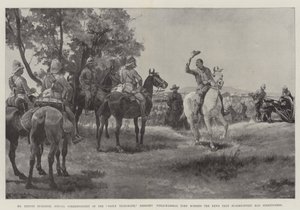 Sr. Bennet Burleigh, Correspondente Especial do Daily Telegraph, trazendo ao Marechal de Campo Lord Roberts a notícia de que Bloemfontein havia se rendido